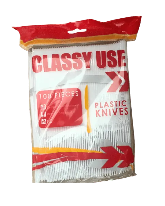 Knife white plastic heavy duty 100 pcs
